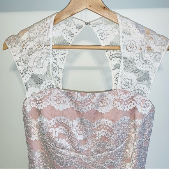 NW Nightway formal Ivory Lace Dress Size 2 - Picture 2 of 11